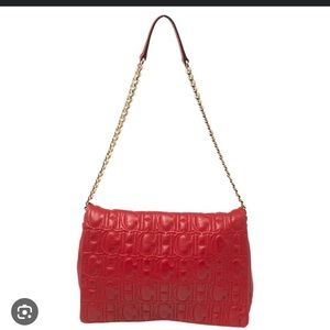 OBO Carolina herrera red monogram leather shoulder bag